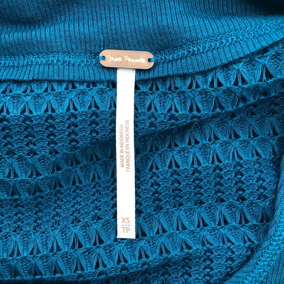 Free People Blue Knit Off The Shoulder Top, NWT - Picture 6 of 9